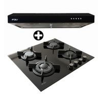 COMBO Campana Convencional FDV 60cm Slim Prestige Negro + Encimera a Gas Fdv 4 Quemadores 60cm Onix 2.0
