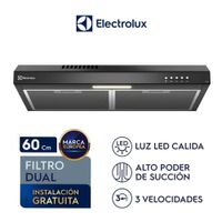 Campana Extractora Electrolux 60cm Alto Poder de Succión e iluminación LED Negra - DE6SB