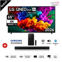 Televisor LG 65 QNED MiniLED 4K con AI 65QNED65BSA Smart TV 2026- SOUNDBAR B450F
