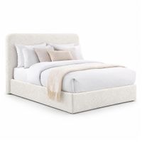 Cama Tapizada California LeMueble Curvo 2 Plazas Marfil