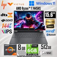 Laptop HP Victus Gaming 15-FB3019la AMD Ryzen 7 7445HS 8GB RAM 512GB SSD RTX 3050-6GB 15.6 FHD