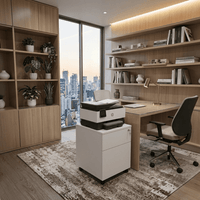 Mueble Auxiliar  de melamina con Ruedas y Chapa en 2 cajones Blanco