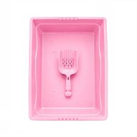 Arenero Básico De Plástico Para Gatos Tamaño Grande Color Rosado Con Palita