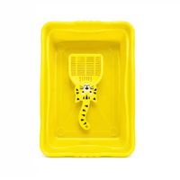 Arenero Básico De Plástico Para Gatos Tamaño Mediano Color Amarillo Con Palita