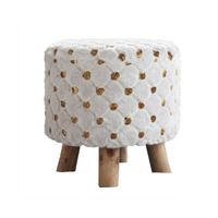 Taburete Banquito Banco De Felpa Madera 28cm Blanco