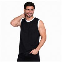 POLO MANGA CERO ALGODÓN NEGRO RIB BLANCO