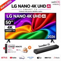 Televisor LG Smart TV NANO 50 4K UHD 50NU800BPSC 2026 y Soundbar LG