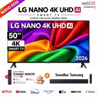 Televisor LG Smart TV NANO 50 4K UHD 50NU800BPSC 2026 y Soundbar Samsung