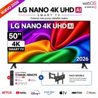 Televisor LG Smart TV NANO 50 4K UHD 50NU800BPSC 2026 y Rack Movible