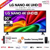 Televisor LG Smart TV NANO 50 4K UHD 50NU800BPSC 2026 y Soundbar Samsung B450F