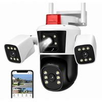 Cámara de vigilancia de 3 lentes PTZ Pulpo 128gb WiFi Con sirena visión nocturna