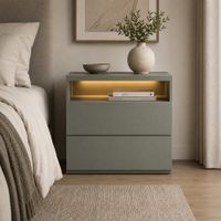 Velador Siena Moderno con Doble Cajón Color Agave TU MESITA Canto Grueso