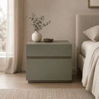 Velador Kaia Minimalista de Dos Cajones Color Agave TU MESITA Canto Delgado