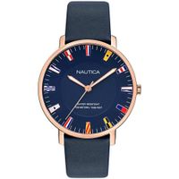 Reloj Nautica Caprera NAPCRF907 Acero Inoxidable Oro Rosado Correa de Cuero Azul
