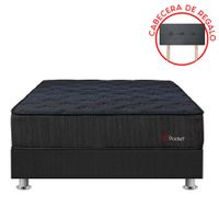 Cama Americana FORLI Pocket Negro 2 Plazas + Protector + 2 Almohadas
