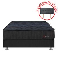 Cama Americana FORLI Pocket Negro Queen + Protector + 2 Almohadas