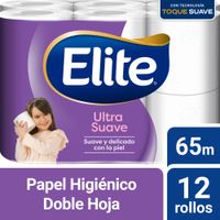 Papel Higiénico ELITE Ultra Suave 65Mts Paquete 12un