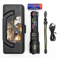 Linterna Táctica LED Recargable USB Lantun EPC-98 3800 mAh con Pantalla Digital y Estuche.