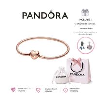 pulsera Pandora corazon oro rosa talla 18