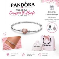 Pulsera Pandora corazón rosa talla 18