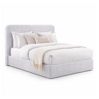 Cama Tapizada California LeMueble Curvo 2 Plazas Plata
