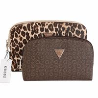 COSMETIQUERA GUESS 2 EN 1 MONOGRAFIADA ANIMAL PRINT Y MARRÓN