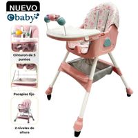 Silla de Comer Plegable Con Ruedas Doble bandeja Rosado - LULU
