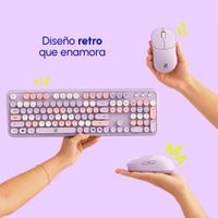 Combo de Teclado Retro y Mouse inalámbrico Dudu Lila