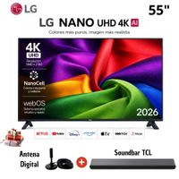 TELEVISOR SMART TV LG 55 4K ULTRA HD 55NU800BPSB con Antena y Soundbar TCL