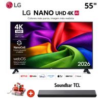 TELEVISOR SMART TV LG 4K ULTRA HD 55 55NU800BPSB con Soundbar TCL