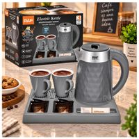 Set de Hervidor Eléctrico RAF R.7924 - 1500W - Diseño Moderno  2 Tazas de Loza