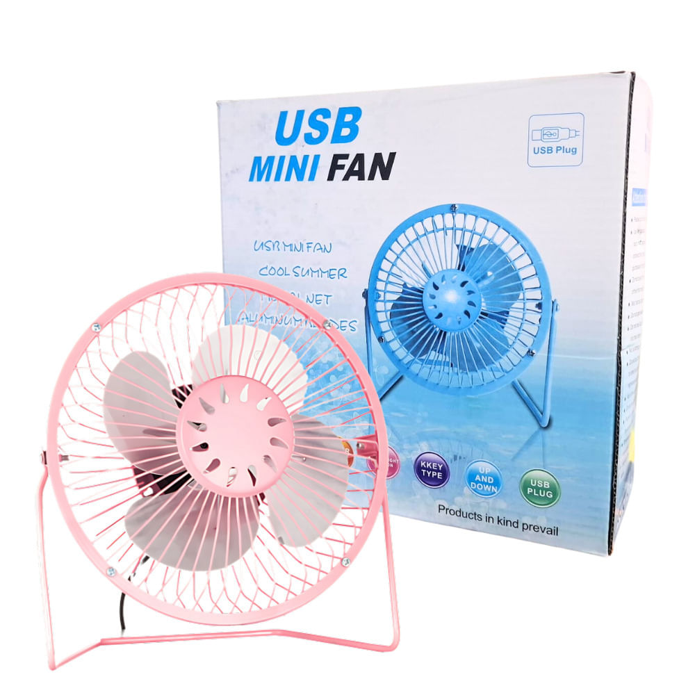 Ventilador de Metal 20cm USB Portátil Oficina Escritorio Ros