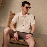 Camisa Manga Corta Hombre Tejido Hueco Malabar