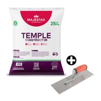 COMBO: Temple Constructor Majestad 25kg Acuoso Blanco Mate + Llana Delgada Werken GSPE058 Plata 12x4'
