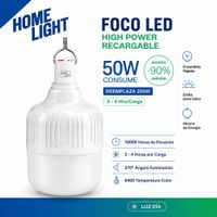 Foco LED Recargable Home Light 50W 6400K con Gancho