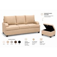 Juego de Sala Rumi Beige 321 Banqueta Baúl 2
