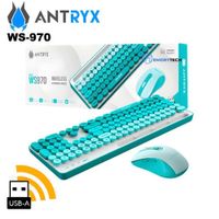 TECLADO Y MOUSE ANTRYX WS-970 WIRELESS GREEN HOLDER SLOT ASC-WS970GN