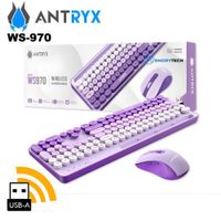 TECLADO Y MOUSE ANTRYX WS-970 WIRELESS PURPLE HOLDER SLOT ASC-WS970PE