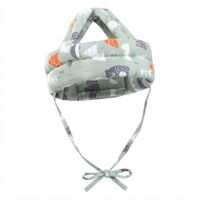 Gorro Protector Anticaídas Alcochonado Verde Diseño de Bosque con Animalitos