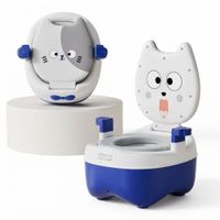 Bacín Para Bebé de Gatito Ergonómico con Asiento Suave Musical Azul