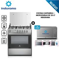 Cocina a Gas INDURAMA 5 Quemadores Cantabria QZ Croma y Microondas indurama de 20 L