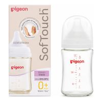 Biberón de Vidrio Pigeon Softouch 160ml de Boca Ancha Anticólicos
