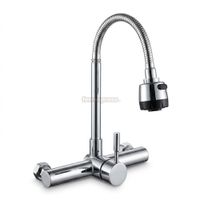 Griferia Mezcladora de Cocina Flexible de Pared 2 Modos de Chorro cromado