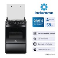Cocina de pie A Gas 24 pulgadas Negro 4 Hornillas Indurama SORIA