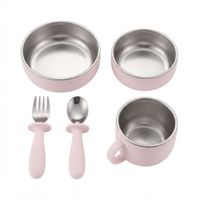 Set de Alimentación Acero Inoxidable de 5 pcs. Palo Rosa Babys Gift