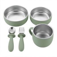 Set de Alimentación Acero Inoxidable de 5 pcs. Verde Menta Babys Gift