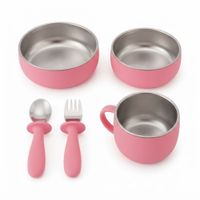 Set de Alimentación Acero Inoxidable de 5 pcs. Rosado Babys Gift