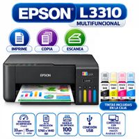 Impresora Epson EcoTank L3310  Multifuncional Color USB