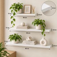 Pack de 3 repisas de repisas rectas flotantes Blanco de melamine