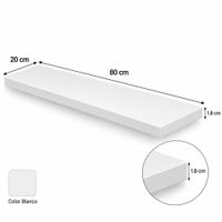 Repisa flotante de 80x20x1.8 cm Blanco de melamine